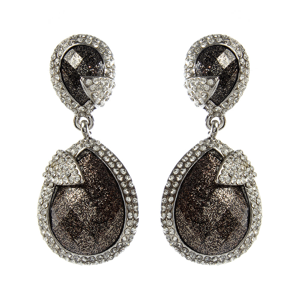 AMRITA NEW YORK Pave Riverside Two-Tone Earring Gunmetal/Silver
