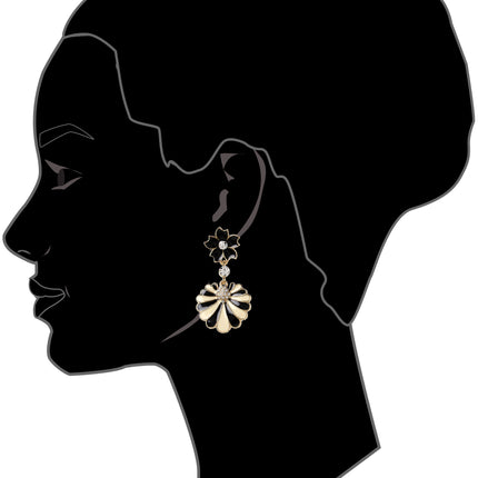 AMRITA NEW YORK Enamel Fan Earring Black/Ivory