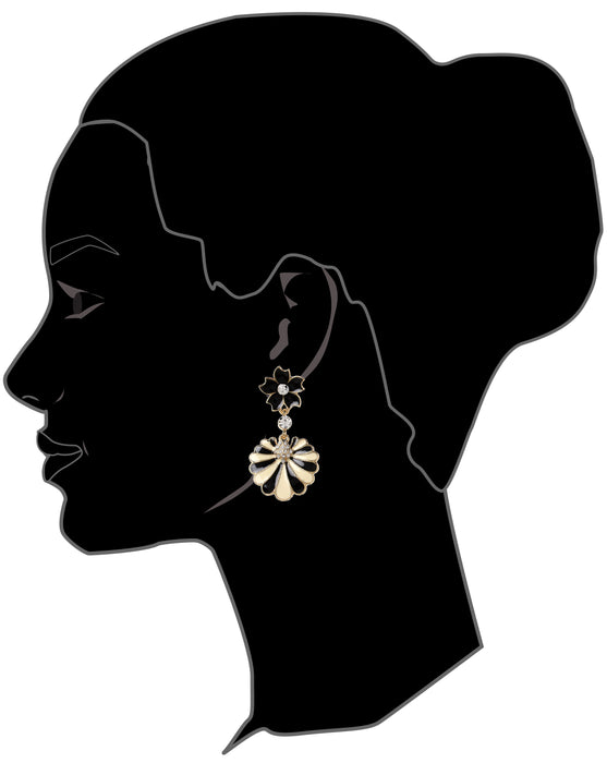 AMRITA NEW YORK Enamel Fan Earring Black/Ivory
