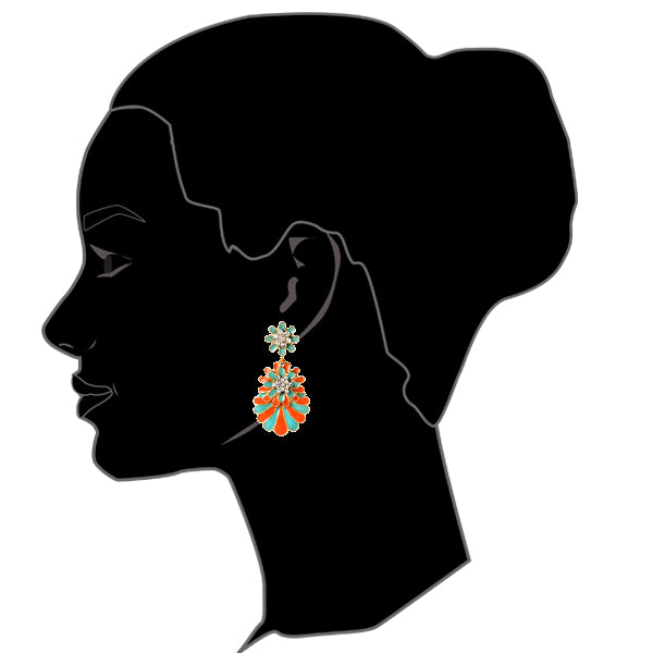 AMRITA NEW YORK Enamel Dream Island Drops Turquoise/Coral