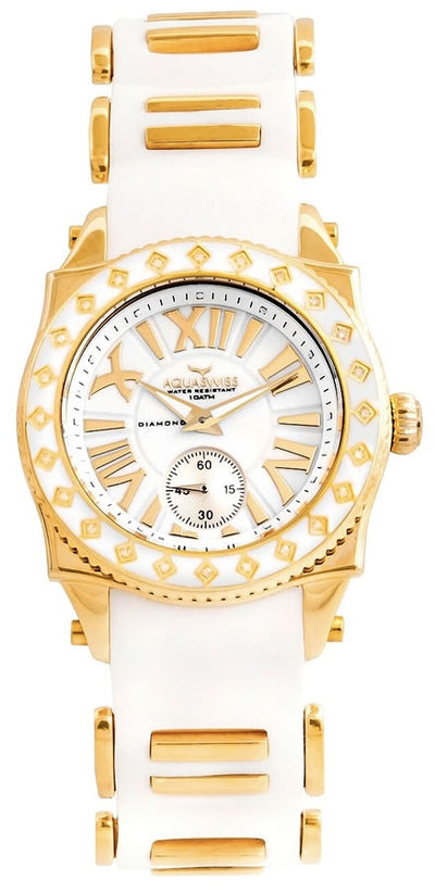 Swissport L 24 Diamond Watch Snow/Gold