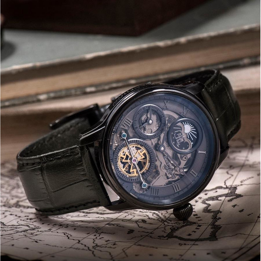 THOMAS EARNSHAW LONGITUDE DUAL TIME AUTOMATIC Stealth Black