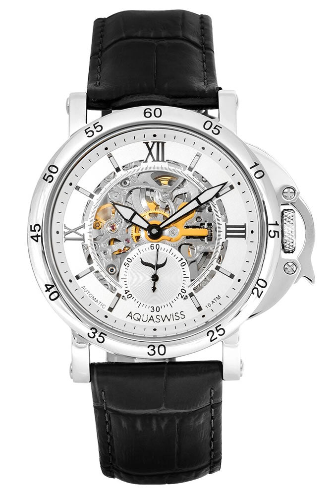 Men's Lex Automatic Leather Watch White Dial