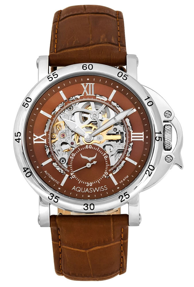 Men's Lex Automatic Leather Watch Chocolate Brown