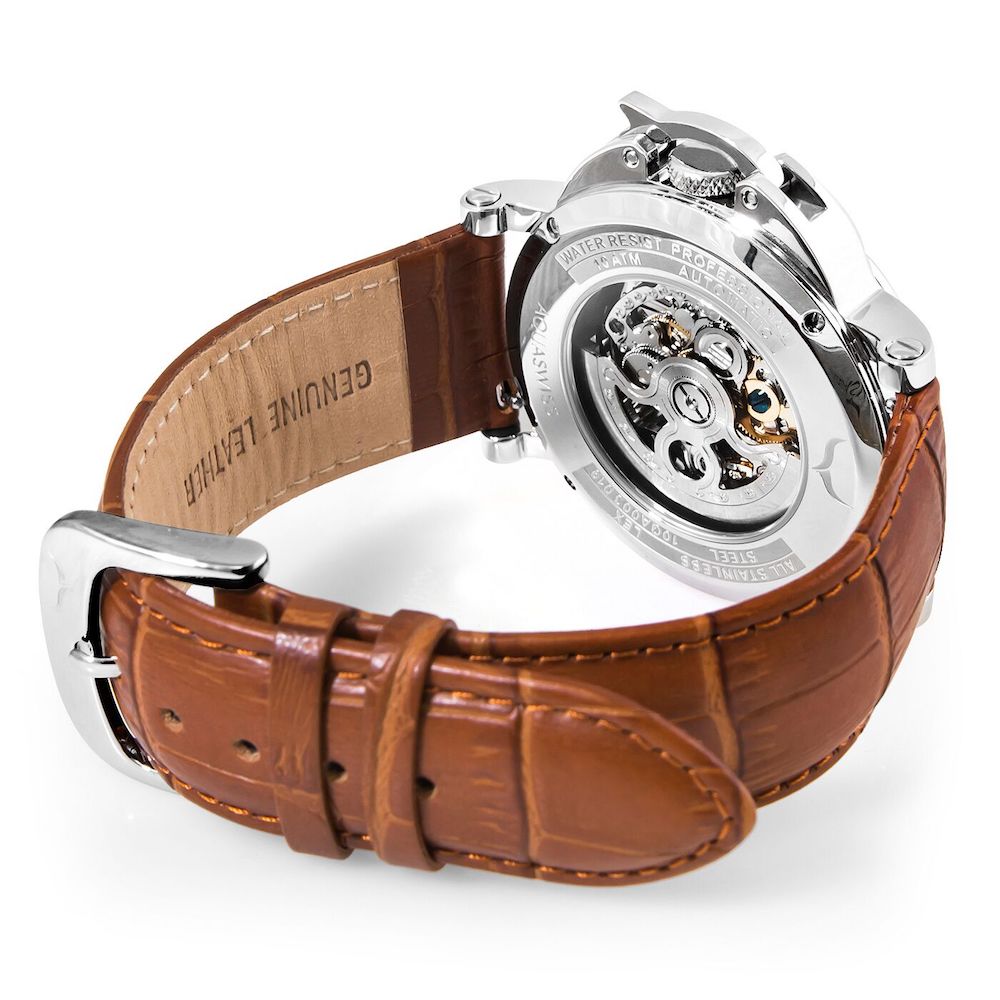 Men's Lex Automatic Leather Watch Chocolate Brown