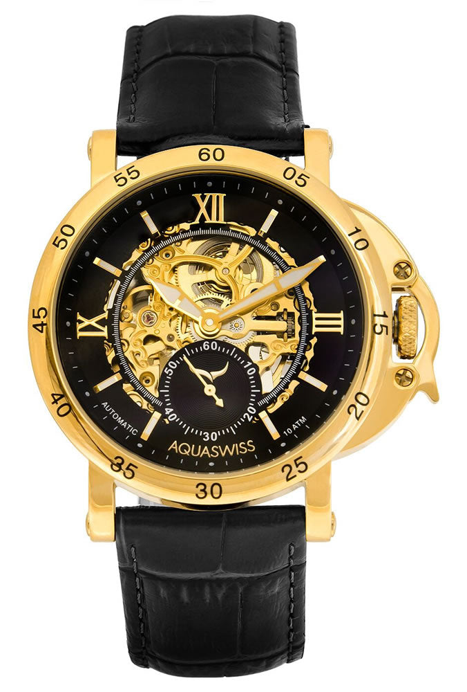 Men's Lex Automatic Leather Watch Gold/Black