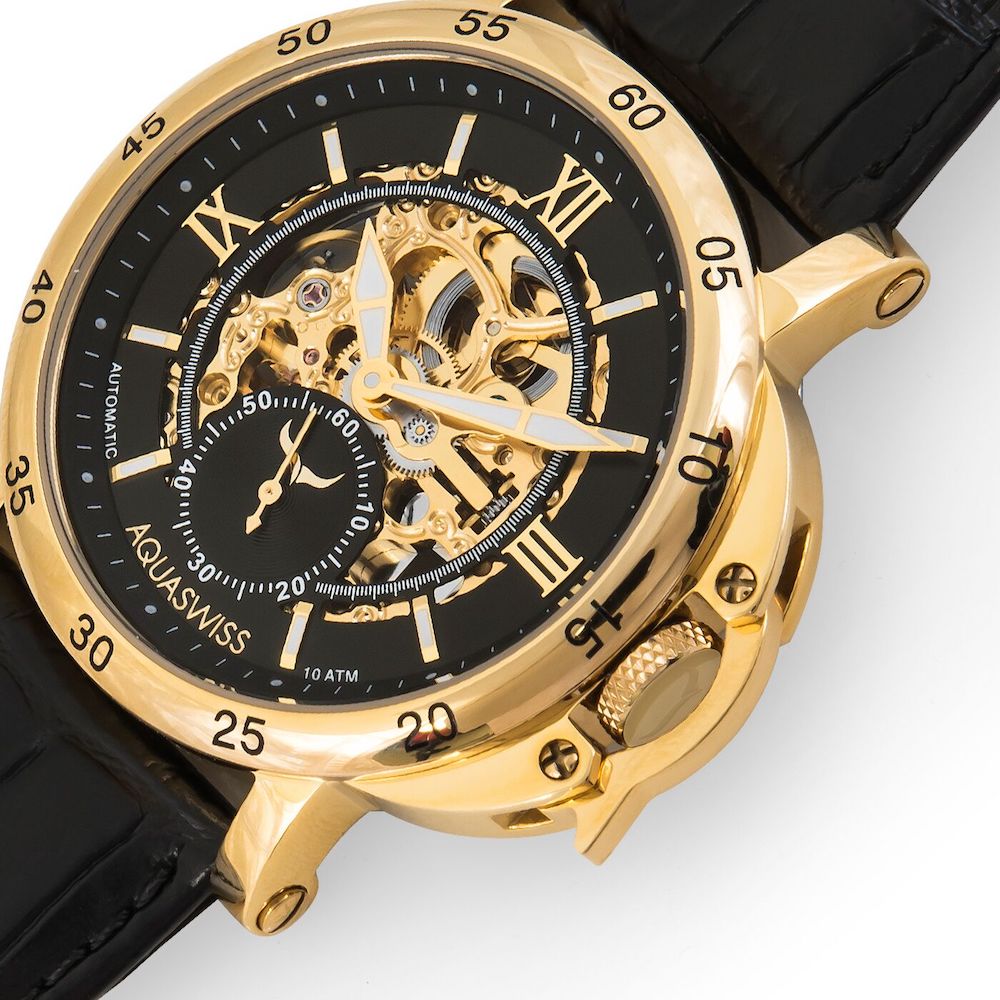 Men's Lex Automatic Leather Watch Gold/Black