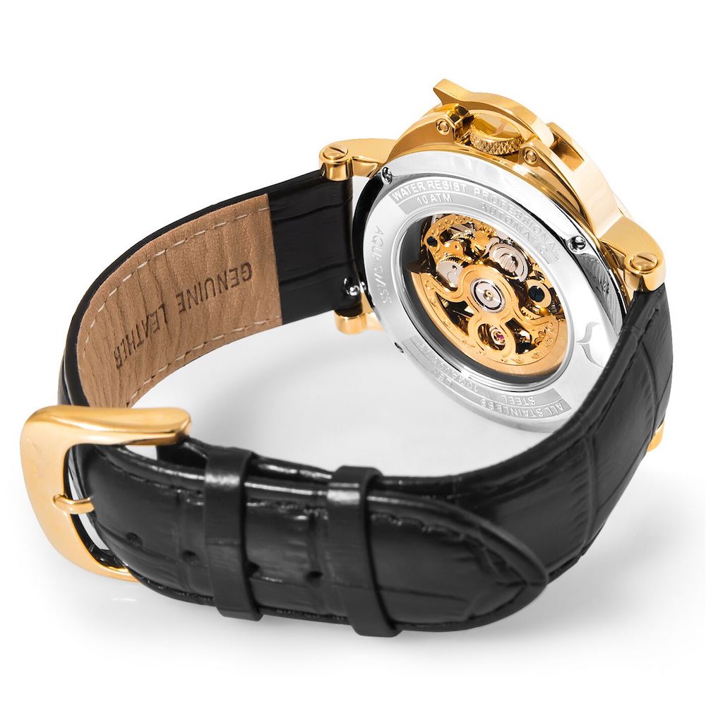 Men's Lex Automatic Leather Watch Gold/Black