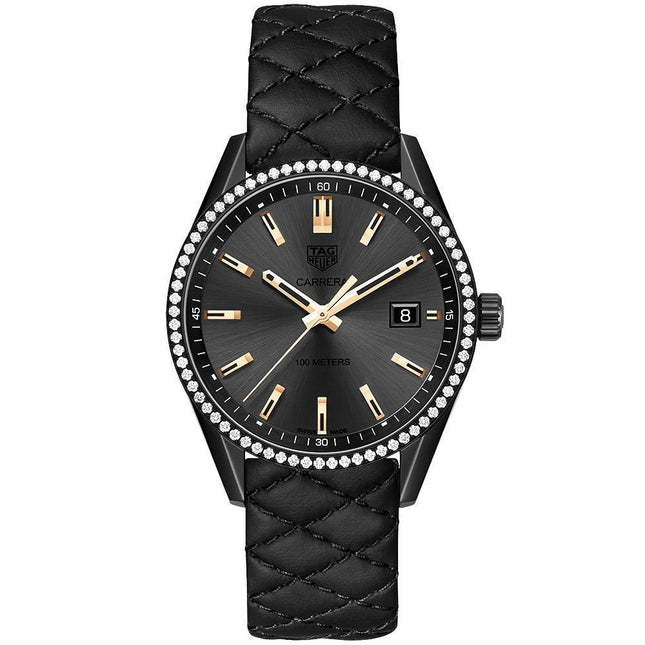 Women's Carrera Black Quilted Watch (Condition: 8.5/10)