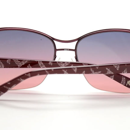 GUESS by MARCIANO Women's Square Half-Rim Aviator Bling Sunglasses Burgandy
