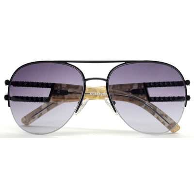 GUESS by MARCIANO Women's Leopard Aviator Diamante Sunglasses