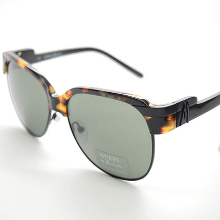 GUESS by MARCIANO Men's Half-Rim Aviator Sunglasses Havana