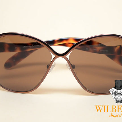 GUESS by MARCIANO Women's Round Bronze Diamante Sunglasses