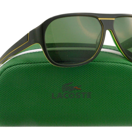 LACOSTE Men's Black Green Trim Modern Aviator Sunglasses (Bidding @ R1)