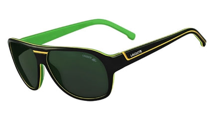 LACOSTE Men's Black Green Trim Modern Aviator Sunglasses (Bidding @ R1)