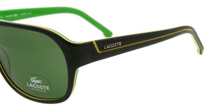 LACOSTE Men's Black Green Trim Modern Aviator Sunglasses (Bidding @ R1)