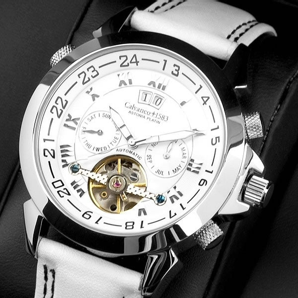 CALVANEO 1583 Men's Astonia White Snow Platin Edition Automatikuhr Watch Watch