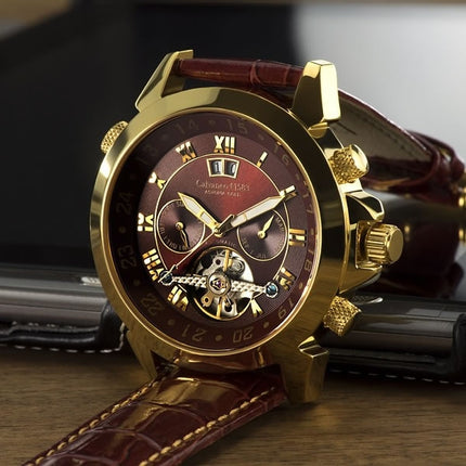 CALVANEO 1583 Luxury Cognac GOLD Automatikuhr Kalenderkomplikation Watch Watch