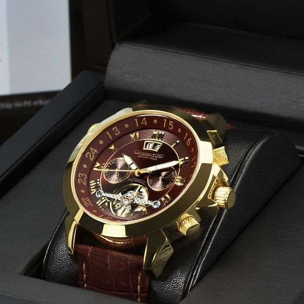 CALVANEO 1583 Luxury Cognac GOLD Automatikuhr Kalenderkomplikation Watch Watch