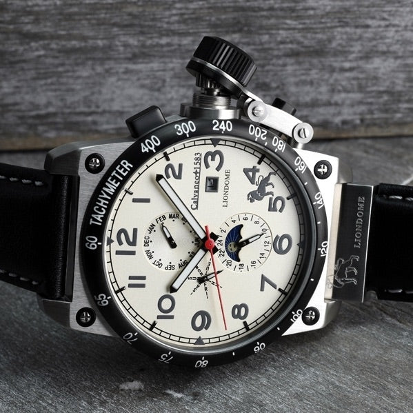 CALVANEO 1583 Liondome Steel Creme Calendar Automatic Watch Watch