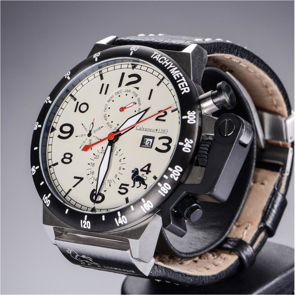 CALVANEO 1583 Liondome Steel Creme Calendar Automatic Watch Watch