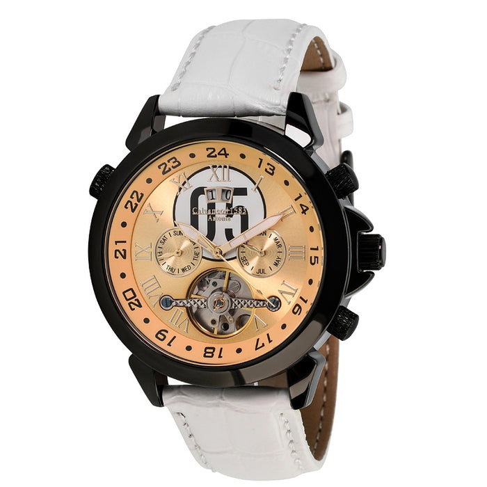 CALVANEO 1583 Men's Astonia 70'thies GT Series White/Black Watch Watch