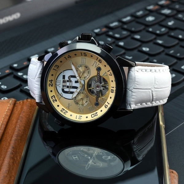 CALVANEO 1583 Men's Astonia 70'thies GT Series White/Black Watch Watch