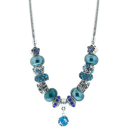 BRITISH JEWELLERS Charm Necklace in Dark Blue Embellished with Crystals from Swarovski®