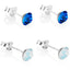 BRITISH JEWELLERS Sapphire and Opal Stud Earrings Set, Embellished with Crystals from Swarovski®