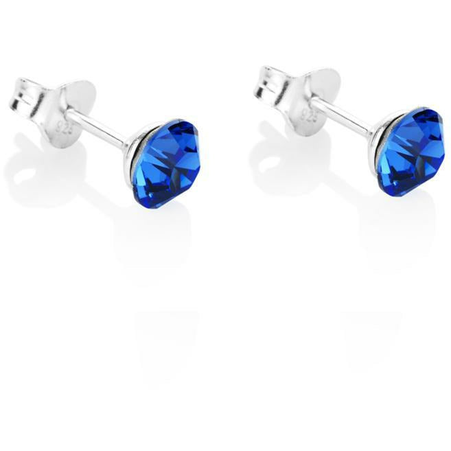 BRITISH JEWELLERS Sapphire and Opal Stud Earrings Set, Embellished with Crystals from Swarovski®