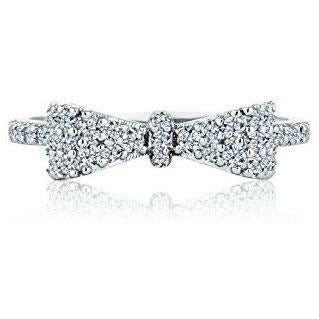 BRITISH JEWELLERS Bow Ring in White Gold, Embellished with Crystals from Swarovski® (Medium)