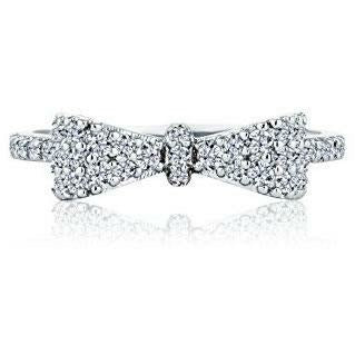 BRITISH JEWELLERS Bow Ring in White Gold, Embellished with Crystals from Swarovski® (Medium)