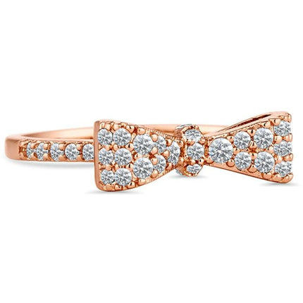 BRITISH JEWELLERS Bow Ring in Rose Gold, Embellished with Crystals from Swarovski® (Large)