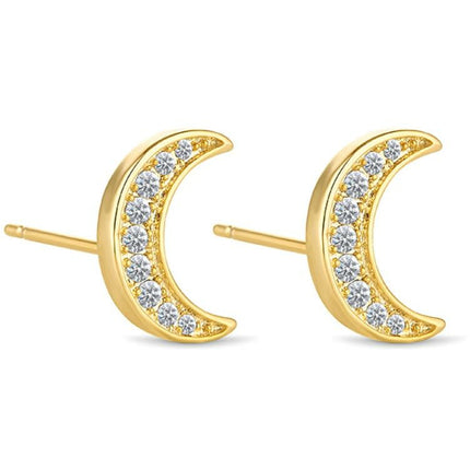 BRITISH JEWELLERS Crescent Earrings in 14K Gold Plating, Embellished with Crystals from Swarovski®