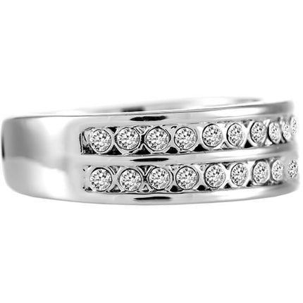 BRITISH JEWELLERS Double Pavé Ring (Medium), Embellished with Crystals from Swarovski®