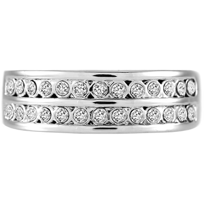 BRITISH JEWELLERS Double Pavé Ring (Large), Embellished with Crystals from Swarovski®