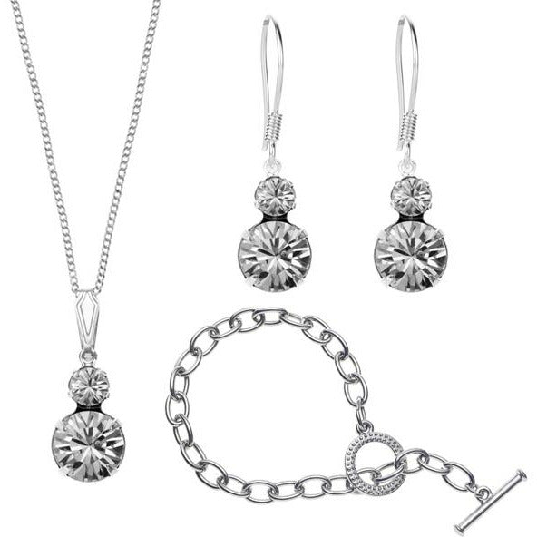 BRITISH JEWELLERS Duo Duo Set with Tiffany-Style Bracelet, Embellished with Crystals from Swarovski®