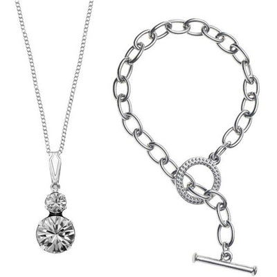 BRITISH JEWELLERS Duo Pendant and Tiffany-Style Bracelet, Embellished with Crystals from Swarovski®