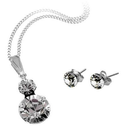 BRITISH JEWELLERS Duo Pendant and Solo Stud Earrings Set, Embellished with Crystals from Swarovski®