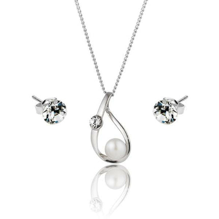 BRITISH JEWELLERS Freshwater Pearl Elegance and Solo Stud Earrings Set
