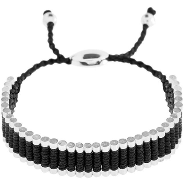 BRITISH JEWELLERS Friendship Bracelet Black and White Set