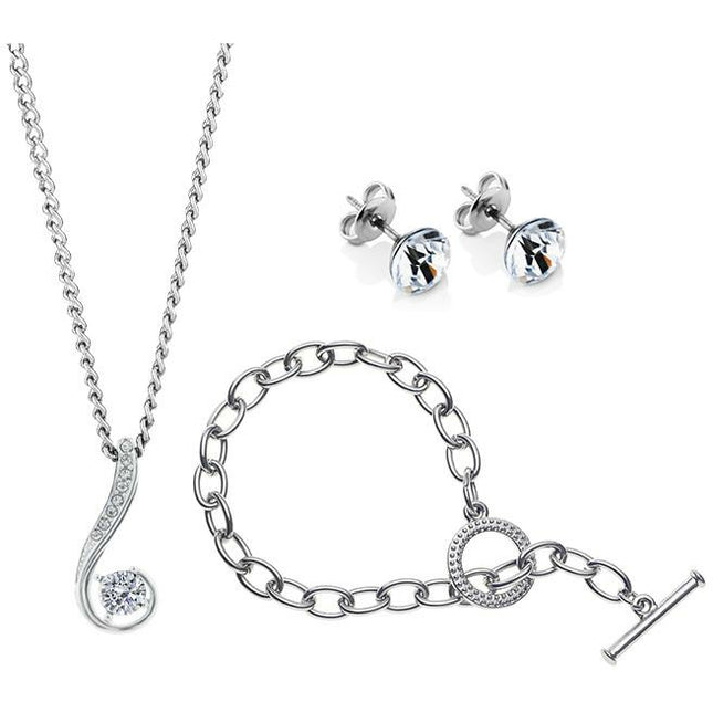 BRITISH JEWELLERS Grace Solo Set with Tiffany Bracelet, Made with Swarovski Elements