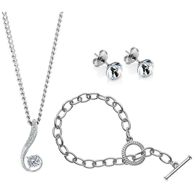 BRITISH JEWELLERS Grace Solo Set with Tiffany Bracelet, Made with Swarovski Elements