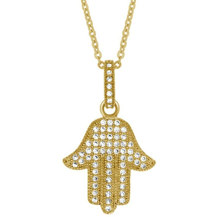 BRITISH JEWELLERS Hamsa Hand Pendant in 14k Gold Plating, Embellished with Crystals from Swarovski®