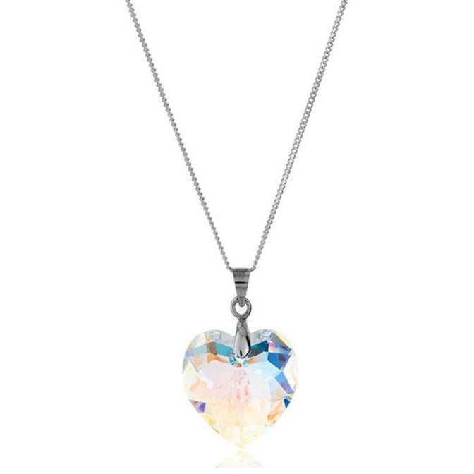 BRITISH JEWELLERS Large Heart Pendant (AB), Embellished with Crystals from Swarovski®