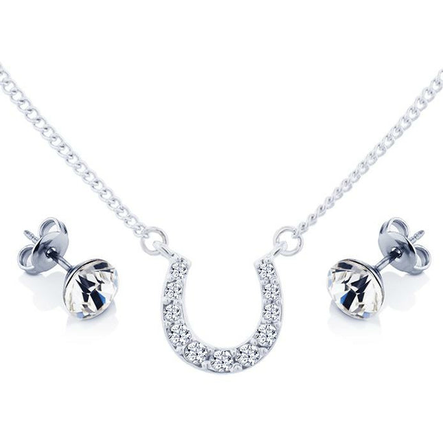 BRITISH JEWELLERS Horse Shoe Pendant & Solo Studs