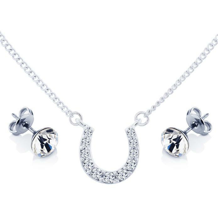 BRITISH JEWELLERS Horse Shoe Pendant & Solo Studs