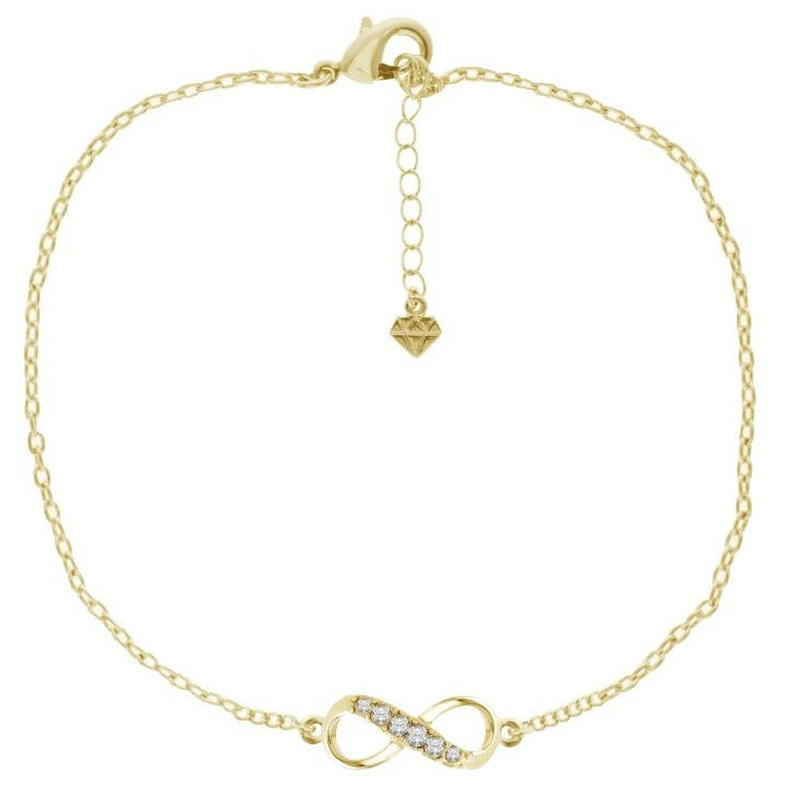 BRITISH JEWELLERS Infinity Anklet in 14K Gold Plating, Embellished with Crystals from Swarovski®