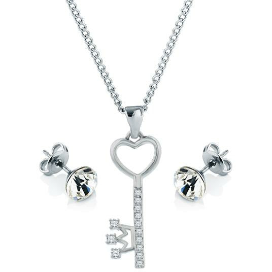 BRITISH JEWELLERS Key Pendant and Solo Studs