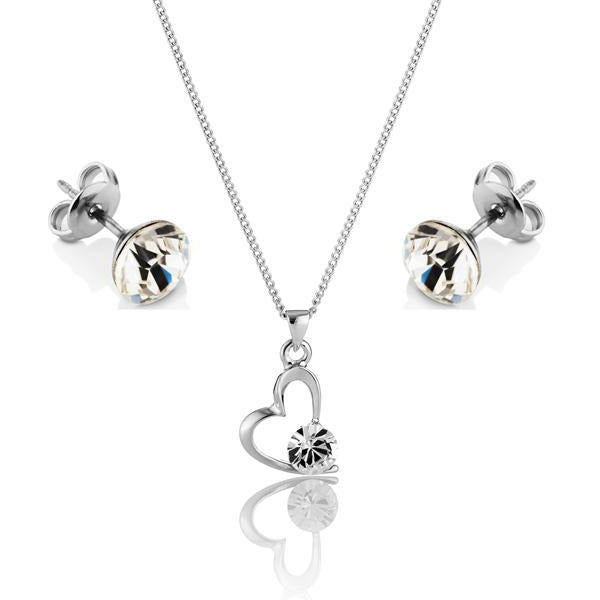 BRITISH JEWELLERS Princess Heart Pendant and Solo Stud Earrings Set